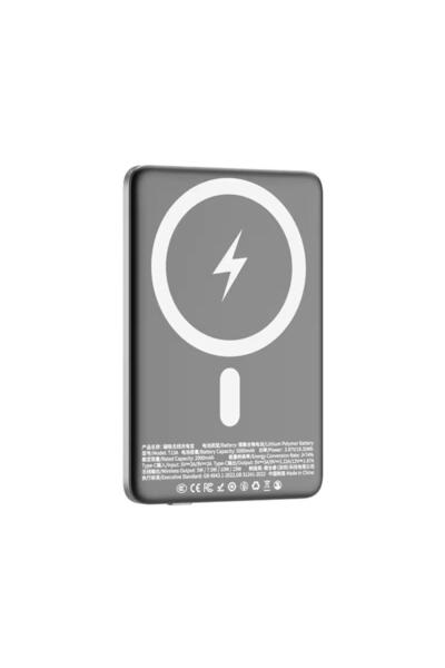 sonx Manyetik Kablosuz Şarj Taşınabilir alüminyum alaşım Powerbank- 5000mAh H...