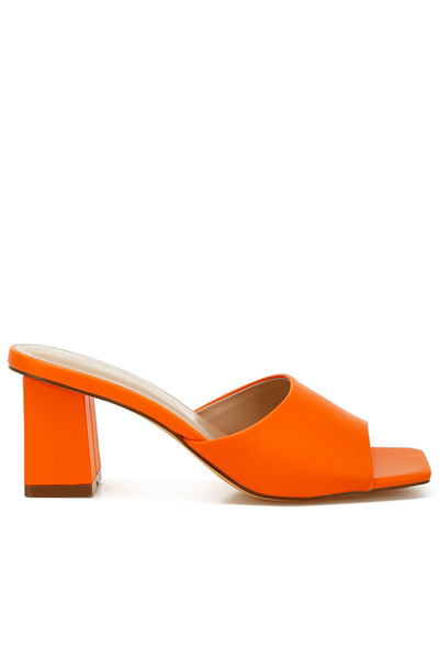 london Rag Women Faux Leather Block Heel Sandals in Orange