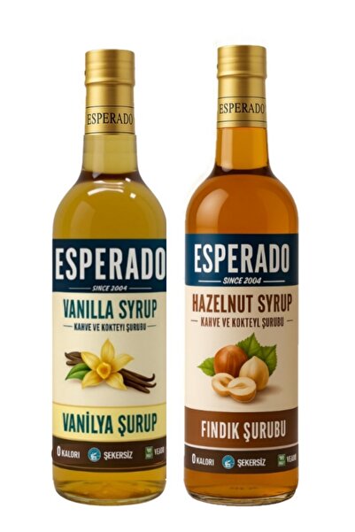 ESPERADO Şekersiz Sugar Free Vanilya * Fındık Aromalı Kahve Şurubu 750 ml X 2...