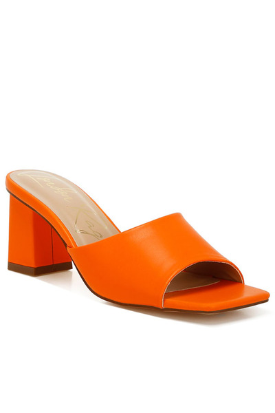 london Rag Women Faux Leather Block Heel Sandals in Orange