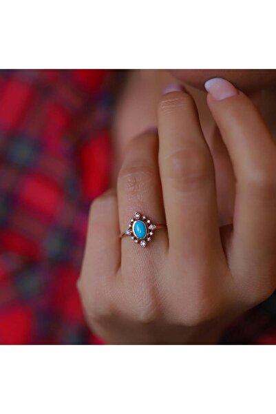 ByGoldenHouse Serpme Taşlı Firuze Yüzük