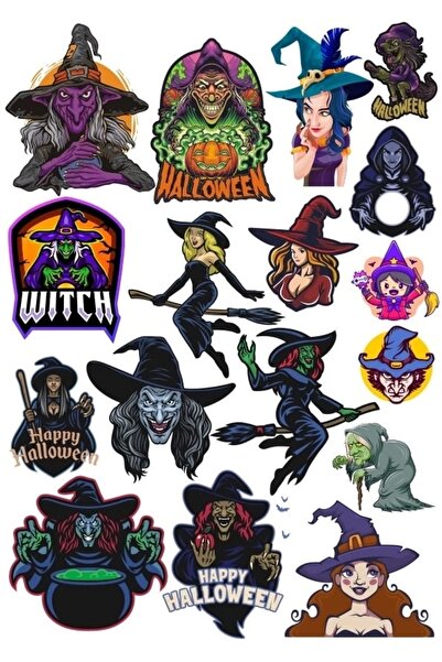 Reysa Tasarım مجموعة ملصقات ساحرة الهالوين مكونة من 20 قطعة للهاتف والكمبيوتر...