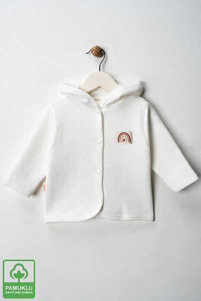 Miniel Unisex Baby Rainbow Crested Organic Cotton 3-18 Months Quilted Baby Cardigan