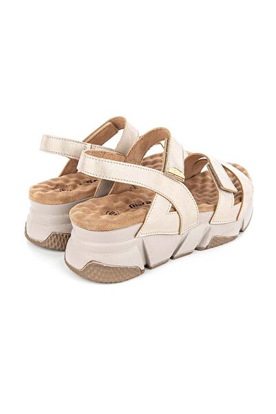 Muya Beige Women's Sandals with Anatomical Sole - Olimba Heel Spur