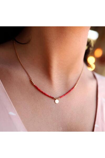 ByGoldenHouse Mercan Tek Pullu Kolye