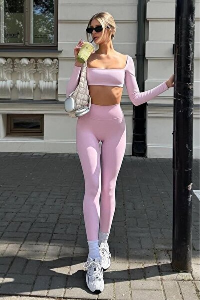 Madmext Pembe  Yüksek Bel Kadın Tayt MG2230