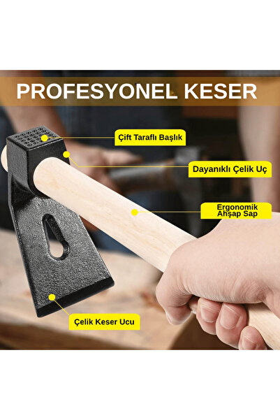 BEYLİNİ 500 gr Çelik Keser Ekonomik Dayanıklı Odun Bahçe Ot Çift Yönlü Ahşap ...