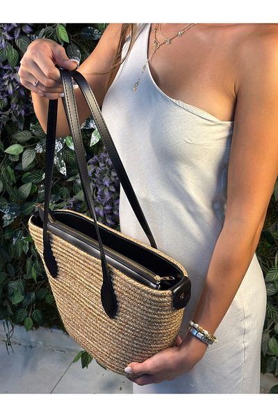 MaVaux Bondi Straw Beach Bag with Inner Zipper Pocket