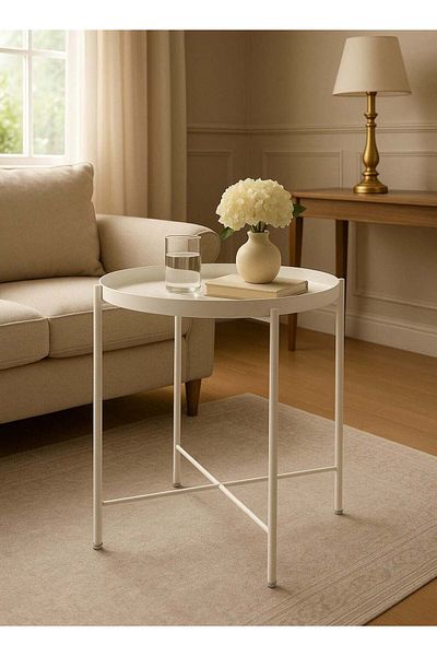 Domuik Round Steel Table White 45x53x45cm