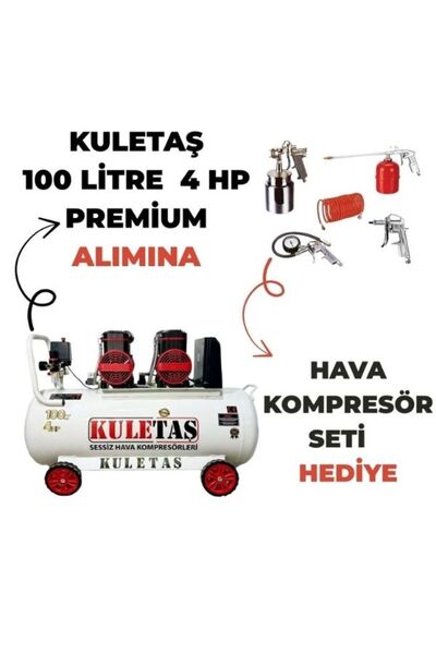 Kuletaş 1OO LİTRE 4 HP PREMİUM + HAVA KOMPRESÖR SETİ