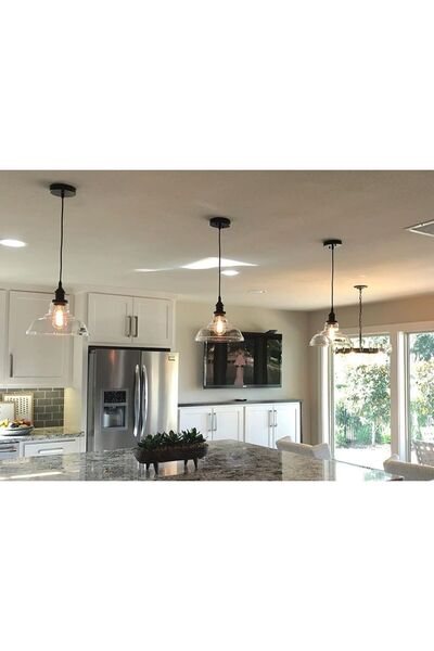 ASR Modern Endüstriyel Dekoratif Cafe Restaurant Mutfak Aydınlatma Cam Metal Avize Ayarlanabilir Uzunluk