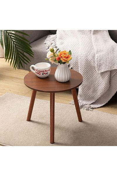 Generic Round Two-Tier Rustic Side Table for Living Room and Bedroom