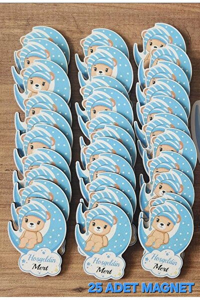 fırsatlar diyarı İsme Özel Hoşgeldin Bebek Magnet - Baby Shower Erkek Ayıcık ...