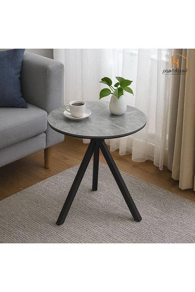 Al Saada Home Single Service Table - Ceramic - Gray - 70*70*75