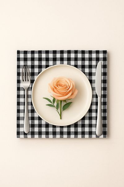 senmasy Fabric Napkin / Multi-Purpose Napkin Set / Gingham Fabric 8 Pieces 38 X 38