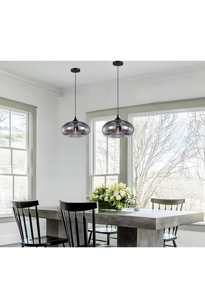 ASR Füme Cam Elips Dairesel Uzay Yolu Modern Dekoratif Aydınlatma Avize