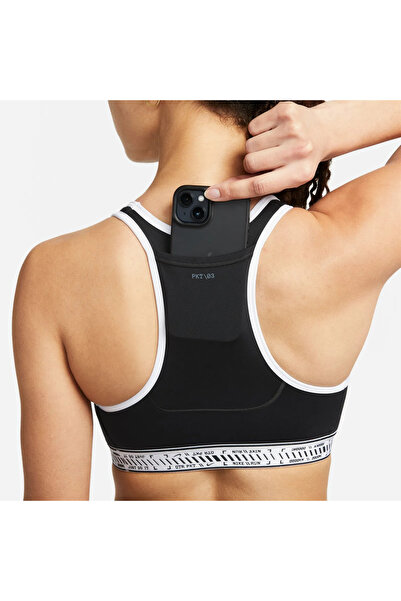 Nike Swoosh On The Run Kadın Siyah Bra