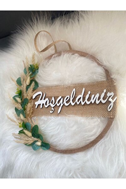 HOBİ55 Kapı Süsü Ahşap Hoşgeldiniz Kasnak