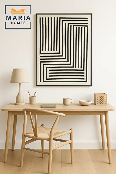 MARIA HOMES Modern Geometric Area Rug – Black Linear Pattern on Cream, size 4...