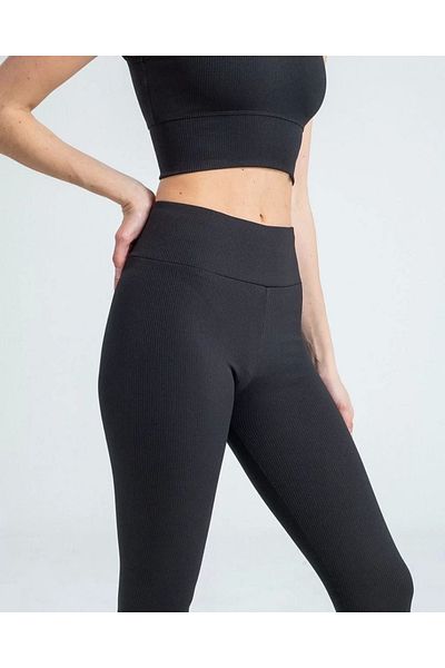 Melvyn Women's High Waist Ribbed Leggings - Black