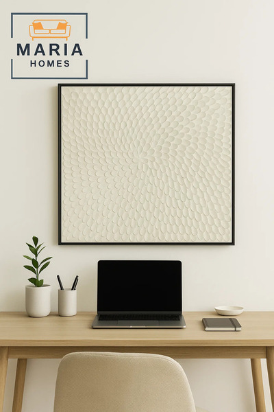 MARIA HOMES لوحة جدارية بيضاء ثلاثية الأبعاد بنقشة بتلات لولبية - مقاس 100*10...