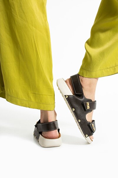 ModaAmour Fashion Algatha Coffee Sports Gold Buckle Women's Sandals