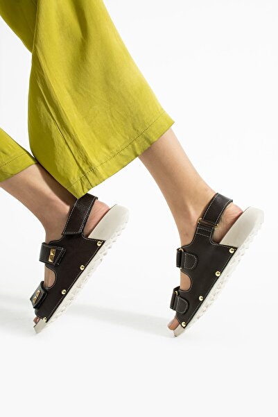 ModaAmour Fashion Algatha Coffee Sports Gold Buckle Women's Sandals