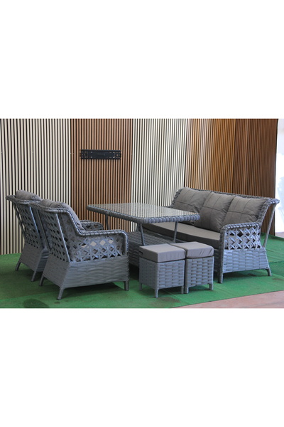 DEPODUNYA Rattan Bahçe Mobilyası Bahçe Takımı Oturma Grubu 3'lü - 7 Kişilik B...