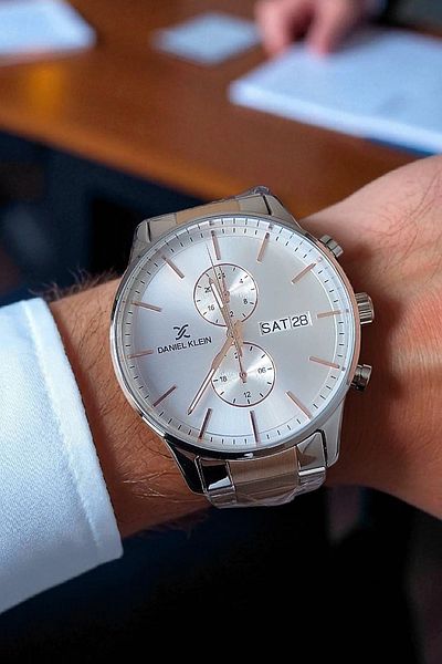 Daniel Klein Rose Gold/Metallic Steel Bracelet Men's Wristwatch with Calendar
