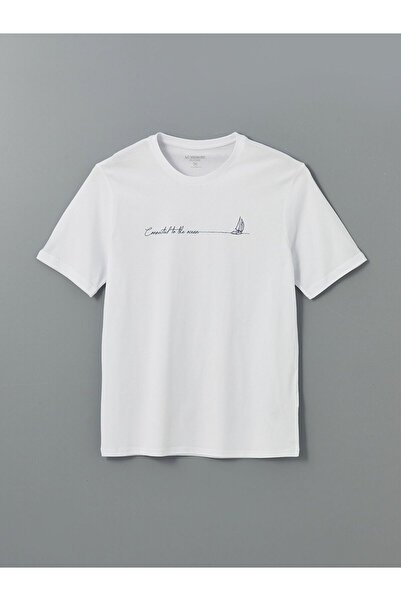 LC Waikiki Ανδρικό μπλουζάκι LCW Crew Neck με εμπριμέ χτενισμένο βαμβάκι
