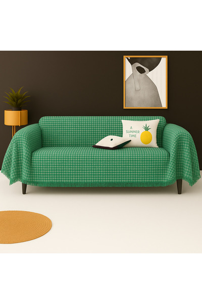 Rell Home Pamuklu Dokulu Koltuk Şalı 170x350 cm Battal Boy – Saçaklı TV Battaniyesi & Dekoratif Koltuk Örtüsü