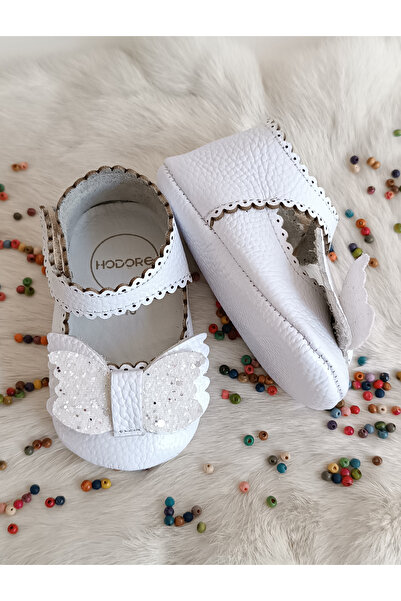 Hodore Angel White Genuine Leather Baby Loafer Booties