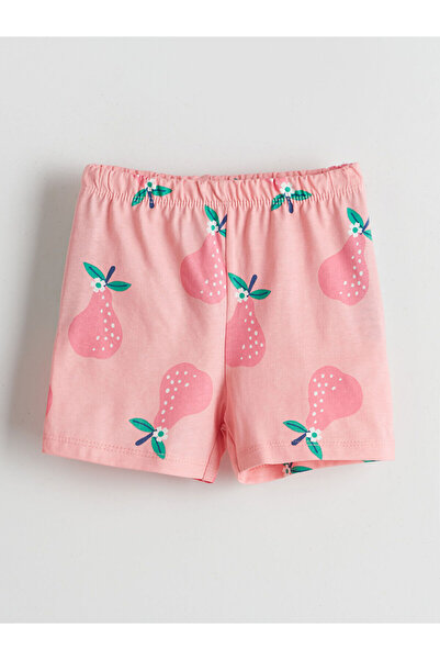 LC Waikiki Nevavm Printed Baby Girl Shorts with Elastic Waistband