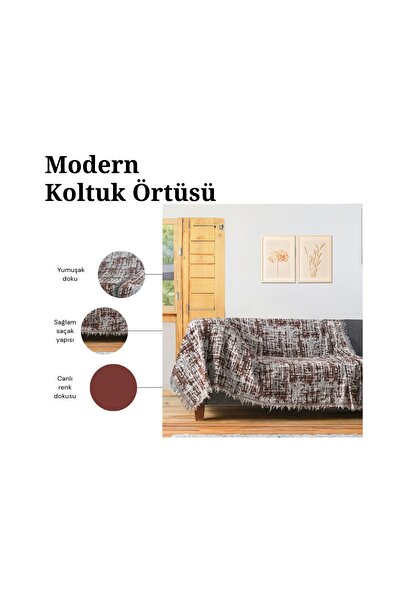 Rell Home Pamuklu Lüks Kaymaz Koltuk Örtüsü | Koltuk Şalı | Çok Amaçlı Örtü