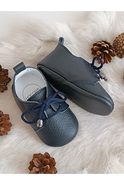 Hodore Alfa Navy Blue Genuine Leather Baby Loafer Shoes