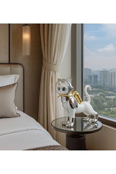 Nexo Dekoratif Kedi Heykelcik Beyaz