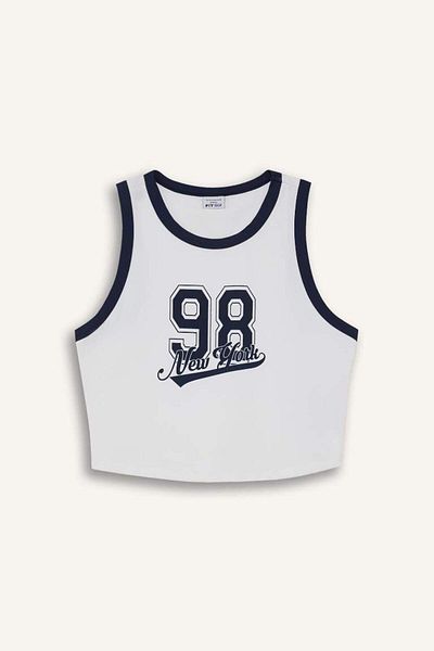 DeFacto New Season Defactofit Crop Printed Crew Neck Sports Singlet