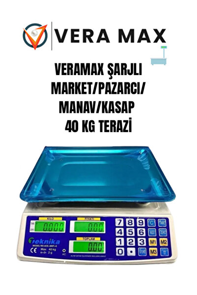Calido Elektronik 40 Kg Dijital Elektronik Terazi (2 GR- 40 KG) Şarjlı Bataryalı Bakkal Manav Pazarcı Baskül Kantar