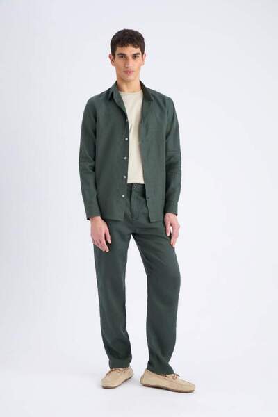 DeFacto New Season 100% Linen Relax Fit Χαλαρή Εφαρμογή ίσιο καλοκαιρινό παντελόνι