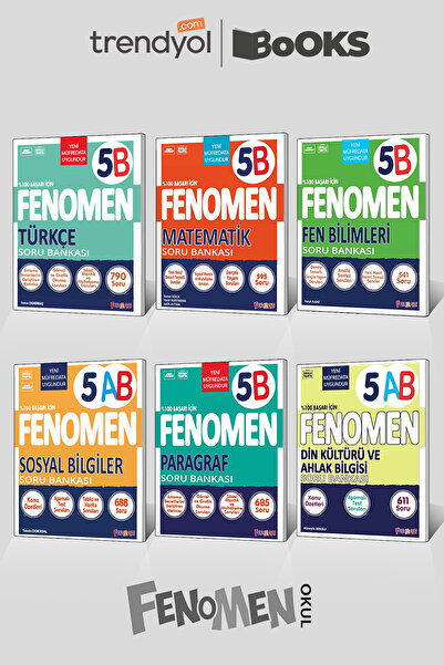 Fenomen Yayıncılık FENOMEN 5 B Set (Türkçe,Matematik,Fen,Sosyal,Paragraf,Din)...