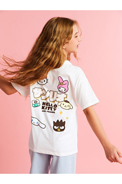 LC Waikiki Tricou pentru fete cu imprimeu Hello Kitty, sezon nou, cu gâtul ro...