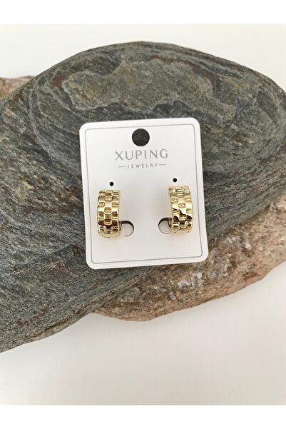 XUPİNGS JEWELRY Kordon Model 14 Ayar Rengi Xuping Mini Kalın Halka Küpe