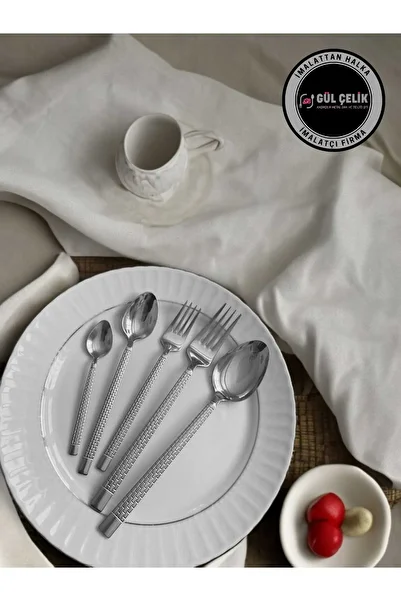 KAVEH Fork Spoon Set 30 Pieces 6 Seater Stone Model 18.0 Quality