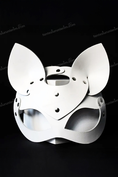 Sofya Passion Fancy Leather Mask with Naughty Cat Ears Leather Look, Role Play Costume Accessory