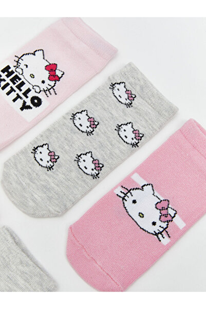LC Waikiki LCW Kids Pembe Hello Kitty Desenli Kız Çocuk Patik Çorap 5'li