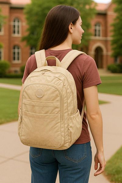 citycenterfashion Unisex Crinkle School Backpack Middle School High School University Waterproof Fabric Laptop Pocket Cty-Lbn-104