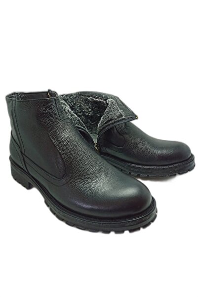 Geppetto Μαύρες μπότες Γνήσιο Floater Leather Εσωτερική επένδυση από γούνα Thermo Sole