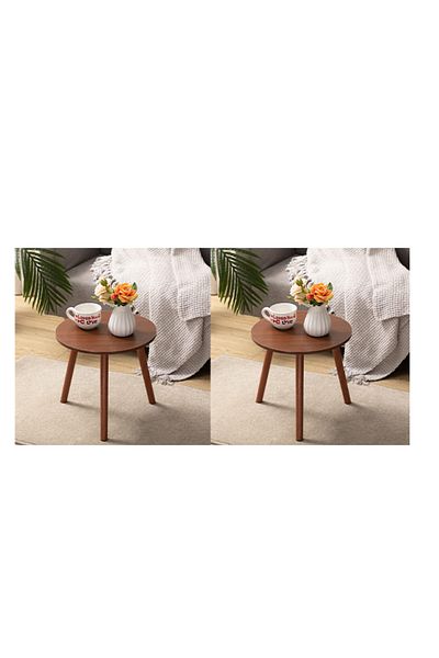 Generic Solerkonm 2-Tier Round Coffee Tables, Living Room Side Tables, Durable and Easy to Assemble