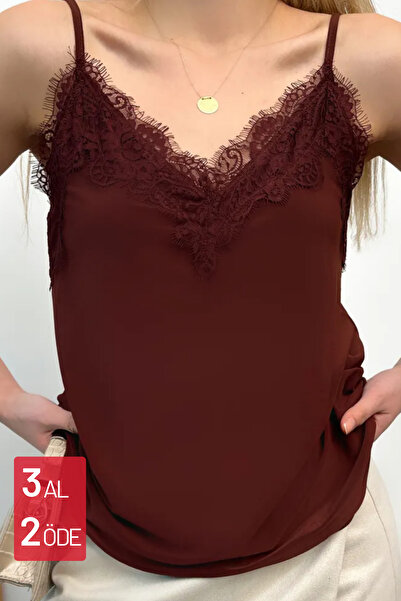 Mogi Butik Women's Lace Detailed Strap Sandy Blouse 3031