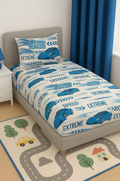 sehra Single Cotton Fitted Sheet + 1 Pillowcase Set Quality Durable Children's Pattern Set